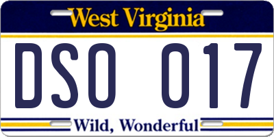 WV license plate DSO017