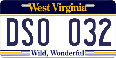 WV license plate DSO032