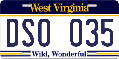 WV license plate DSO035