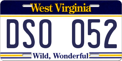 WV license plate DSO052