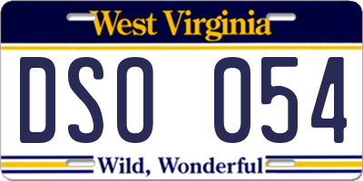 WV license plate DSO054