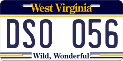WV license plate DSO056