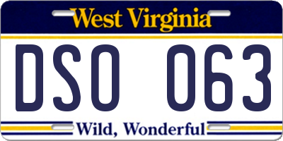 WV license plate DSO063