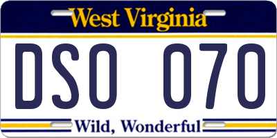 WV license plate DSO070
