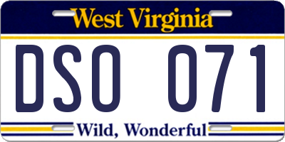 WV license plate DSO071