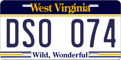WV license plate DSO074