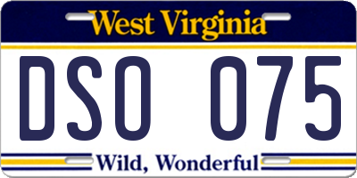 WV license plate DSO075