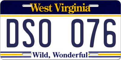 WV license plate DSO076