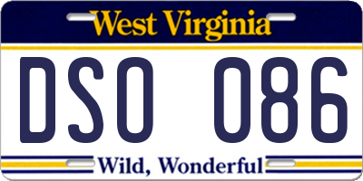 WV license plate DSO086