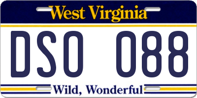 WV license plate DSO088