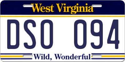 WV license plate DSO094
