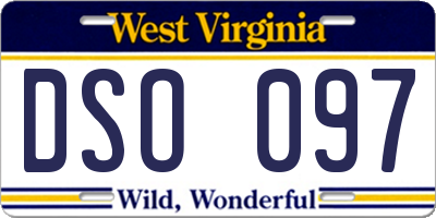 WV license plate DSO097