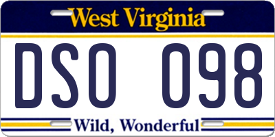 WV license plate DSO098