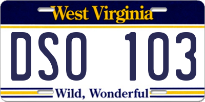 WV license plate DSO103