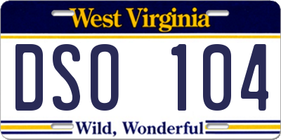 WV license plate DSO104