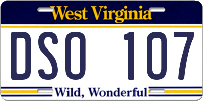 WV license plate DSO107