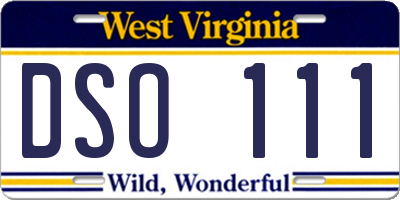 WV license plate DSO111