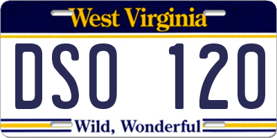 WV license plate DSO120