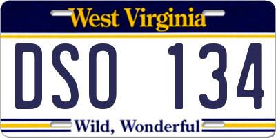 WV license plate DSO134