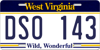 WV license plate DSO143