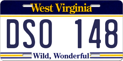 WV license plate DSO148