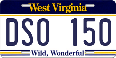 WV license plate DSO150
