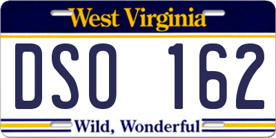 WV license plate DSO162