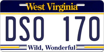 WV license plate DSO170