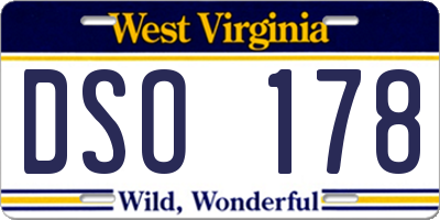 WV license plate DSO178