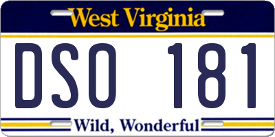 WV license plate DSO181