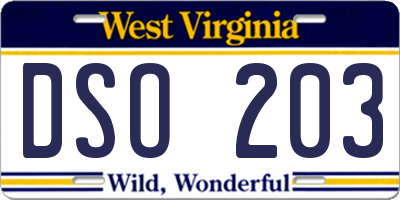 WV license plate DSO203