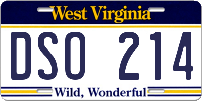 WV license plate DSO214