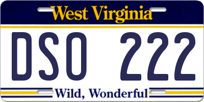 WV license plate DSO222