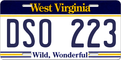 WV license plate DSO223