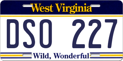 WV license plate DSO227