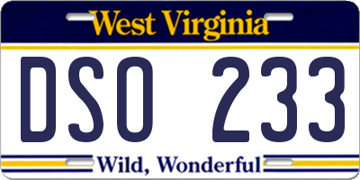 WV license plate DSO233