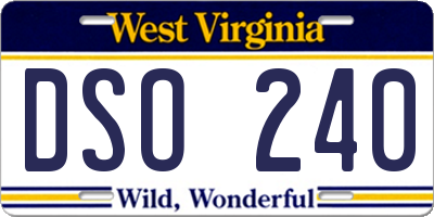 WV license plate DSO240