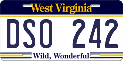 WV license plate DSO242