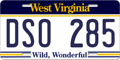 WV license plate DSO285