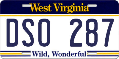 WV license plate DSO287