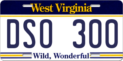 WV license plate DSO300