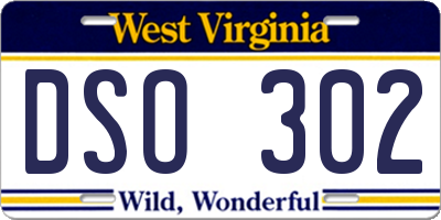 WV license plate DSO302