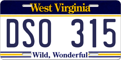 WV license plate DSO315