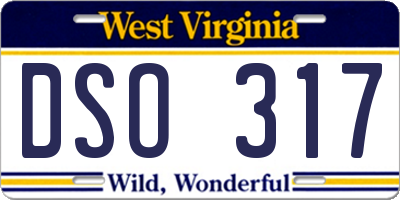 WV license plate DSO317