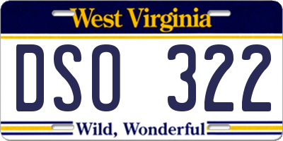 WV license plate DSO322