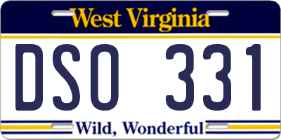 WV license plate DSO331