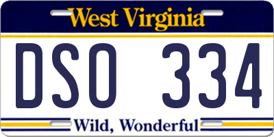 WV license plate DSO334