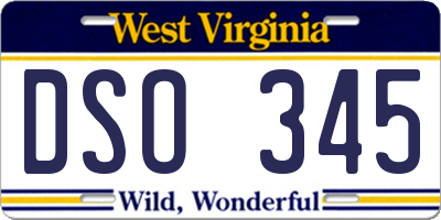 WV license plate DSO345