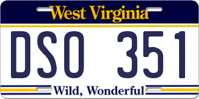 WV license plate DSO351