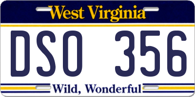 WV license plate DSO356